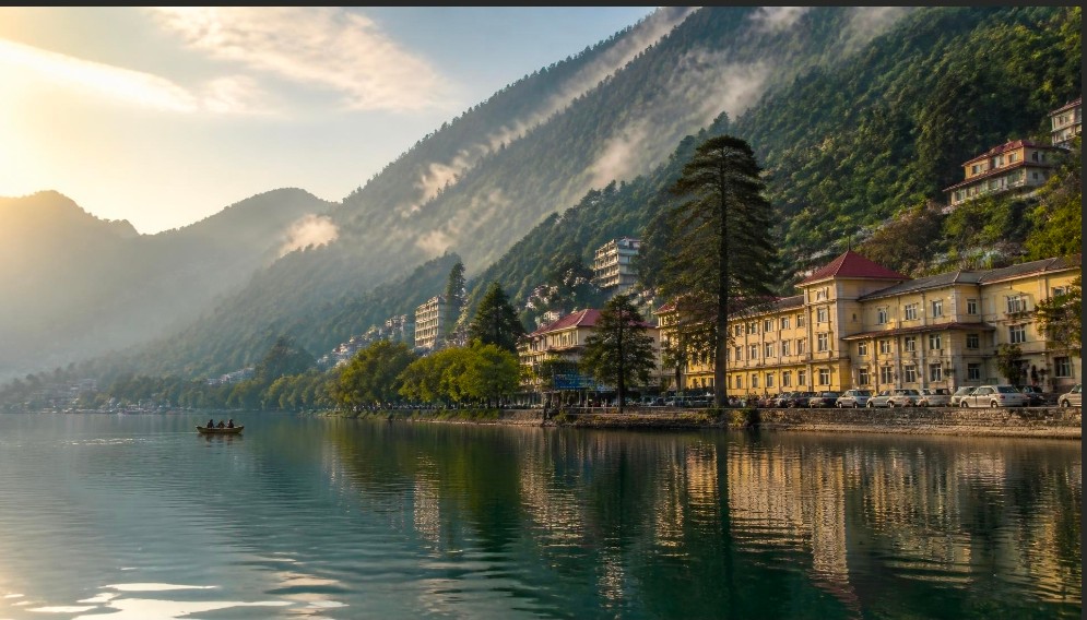 Nainital lake town in the Kumaon hills at sunrise